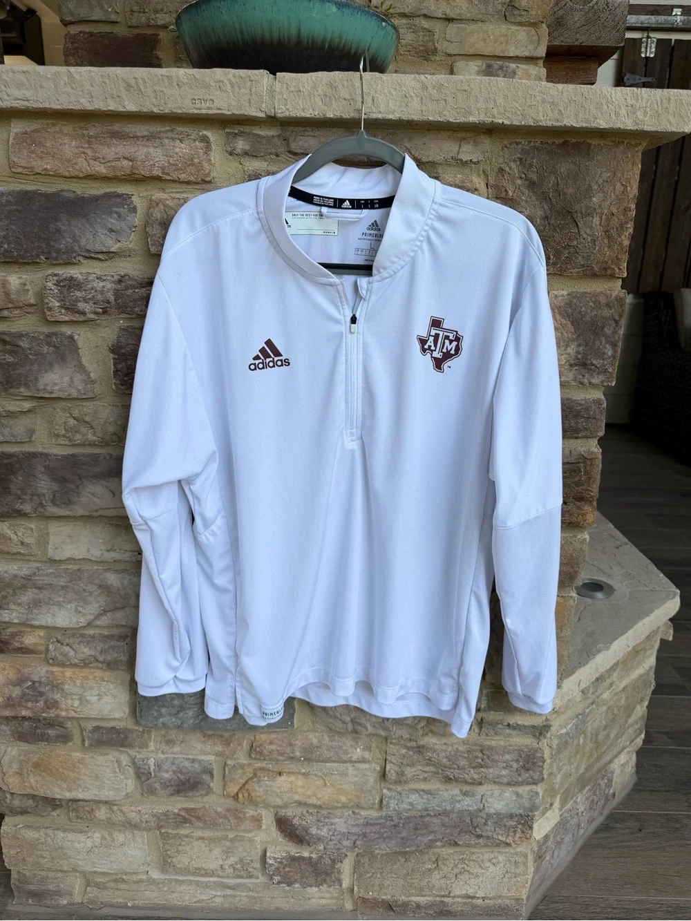 adidas Men's White Texas A&M Quarter-Zip Pullover